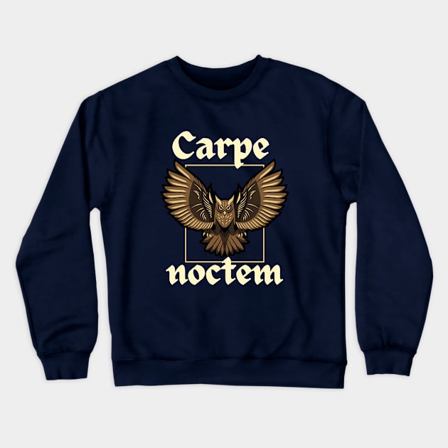 Carpe noctem Owl Crewneck Sweatshirt by artbleed